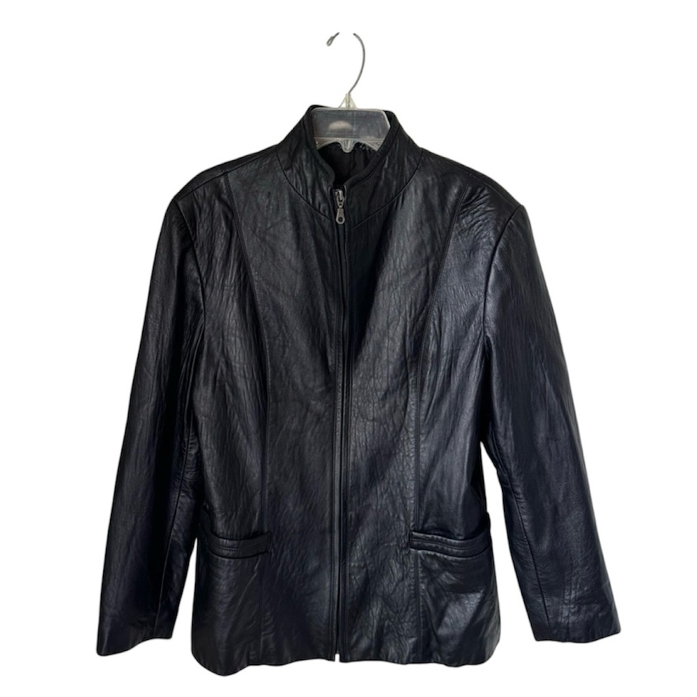 Comstock RC Expedition Woman Large Black Leather Zip Up Jacket Whimsigoth 90’s